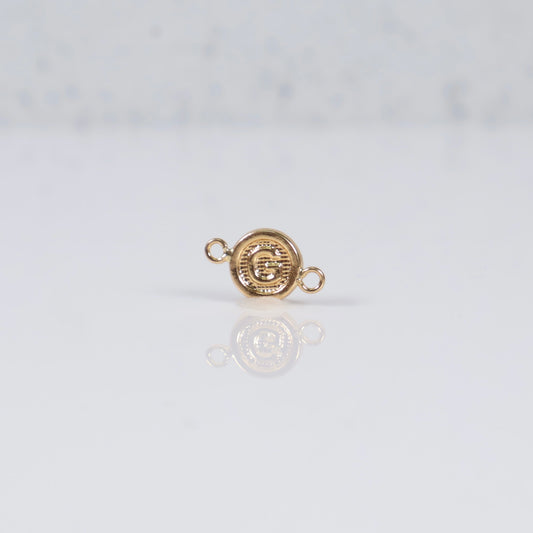 18K YG Letter G Textured Circle Ironwork / 0.25 / 7mm /