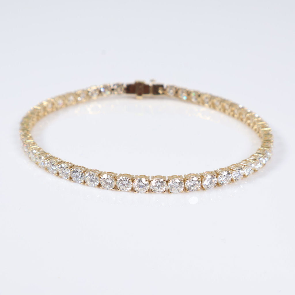 14K YG Lab Diamond Tennis Bracelet / 10gr / 4mm / 8in / 11.84Ct Lab / VS / F