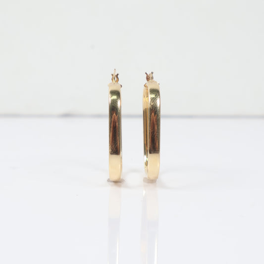 14K YG Square Hoop Earrings / 2.6gr / 1.3in /