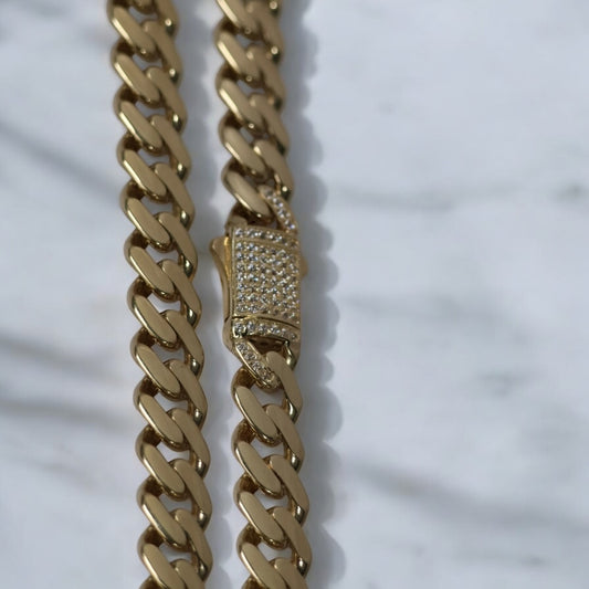 14K YG Monaco Cuban Links Chain / 22.4Gr / 9.2mm / 14in /