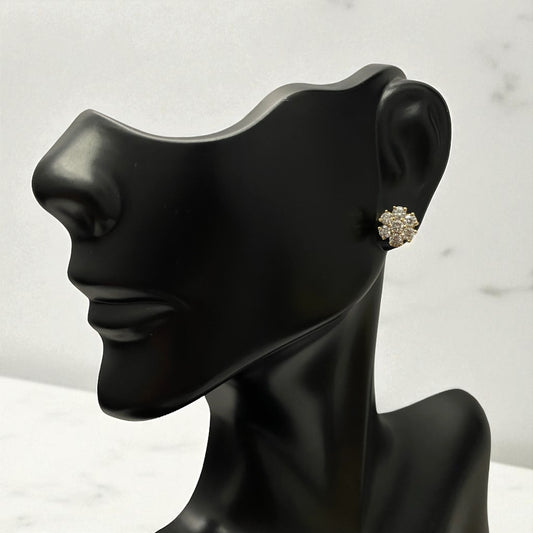 14K Yellow Gold Diamond Flower Stud Earrings 0.96Ct Dia / 2.51gr / 8mm