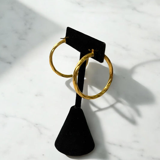 10K Yellow Gold Braided Fashion Hoop Earrings / 1.6gr