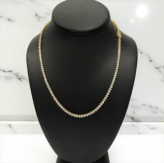 14K Yellow Gold Tennis Chain 12.48Ct Dia Lab Vs / 18.91gr / 3mm / 18in