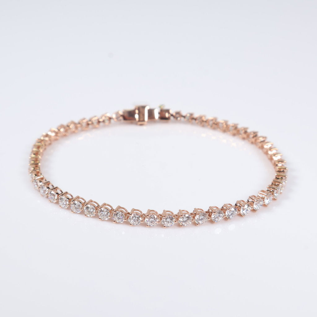 14K RG Lab Diamond Tennis Bracelet / 5.5gr / 3.2mm / 7in / 4.82Ct Lab / VS / F