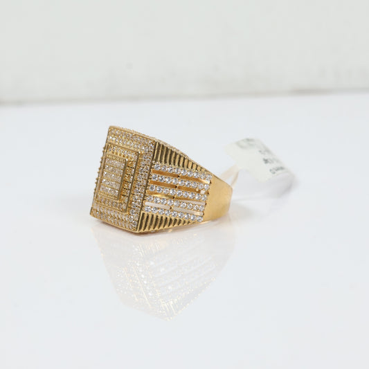 10K YG 0-10 Luxury Square Rings / 8.3gr / Sz 11.5 / White Zircons