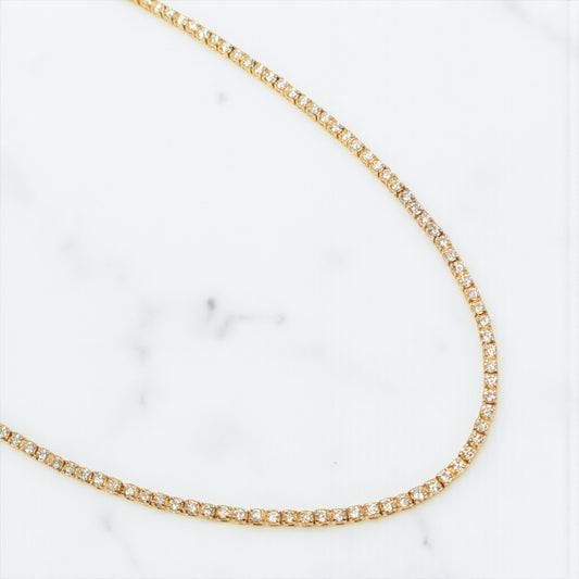 14K YG Diamond Tennis Chain / 19.1gr / 2mm / 21in / D-6.03Ct