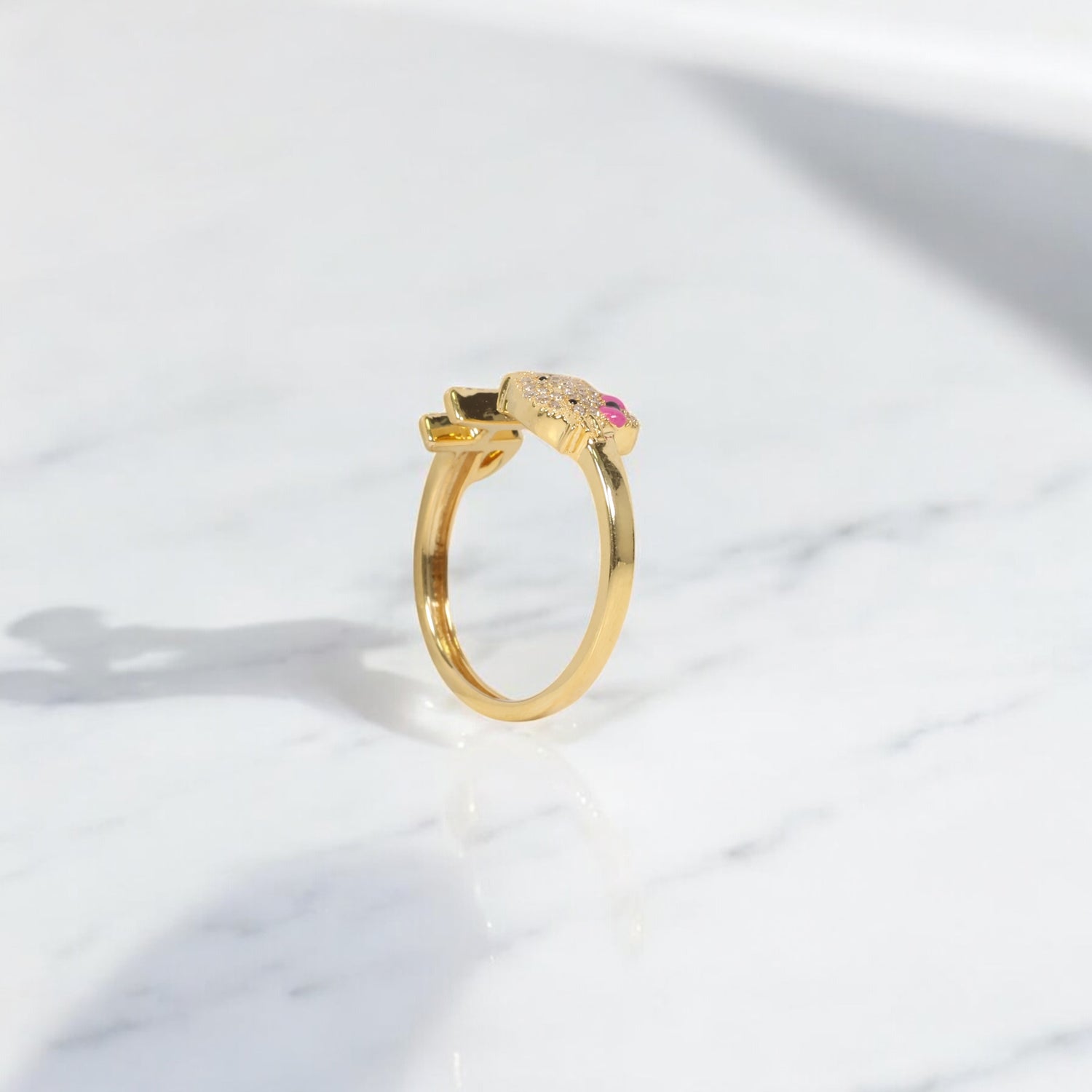 10K YG Diamond HK - Letter W Rings / 2.64gr / Sz 6.5 / 0.15Wt Dia