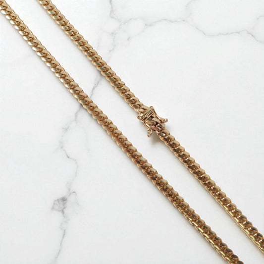14K YG Micro Cuban Links Chain / 45.1gr / 4.8mm / 22in /