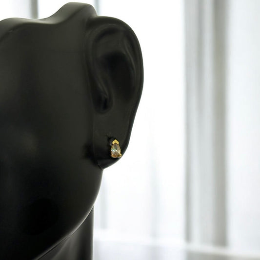 18K Yellow Gold Luxury Stud Earrings With Zircons / 0.54gr / 4mm