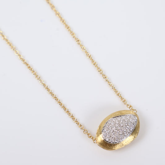 18K YG Marco Bicego Confetti Isola Diamond Pendant Necklace Set Jewelry / 7.93gr / 2mm / 17in / Vs 1