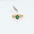 14K Yellow Gold Oval Emerald Ring With Zirconia / 2.6gr / Size 8