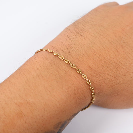 18K YG Gc Link Bracelet / 2.8gr / 3.4mm / 7.5in /