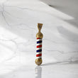 14K Yellow Gold Barber Pole Icon Pendant With Zircons / 6.5gr