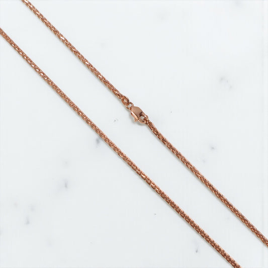 14K RG Wheat Spike Link Chain / 11.53gr / 2mm / 24in /