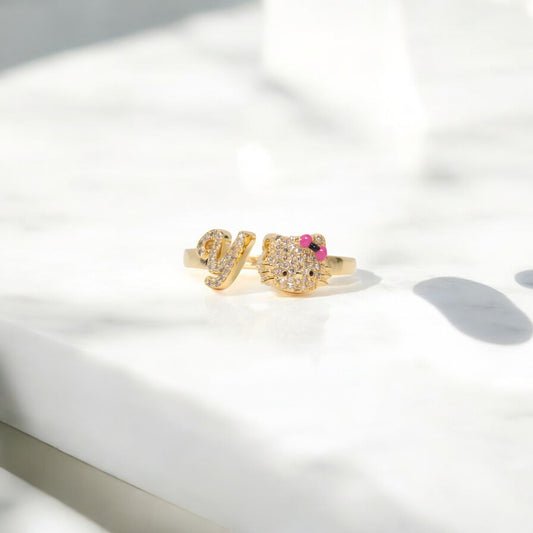 10K YG Diamond HK - Letter Y Rings / 2.5gr / Sz 6.5 / 0.14Wt Dia