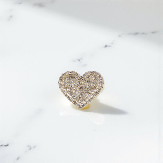 10K YG Reverse Diamond Heart Rings / 5.9gr / Sz 7 / D-1.30Ct