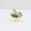 14K YG Big Heart Pendant / 10.2gr / 1.6in / White Zircons