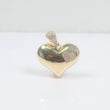 14K YG Big Heart Pendant / 10.2gr / 1.6in / White Zircons