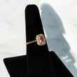 14K Yellow Gold Square Rosestone Ring With Zirconia / 1.6gr / Size 7