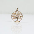 14K YG Round Tree Of Life Pendant / 1.5gr / 1in / White Zircons