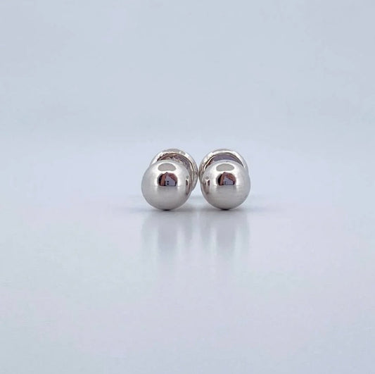 18K White Gold Smooth Ball Stud Earrings / 0.55gr / 5mm
