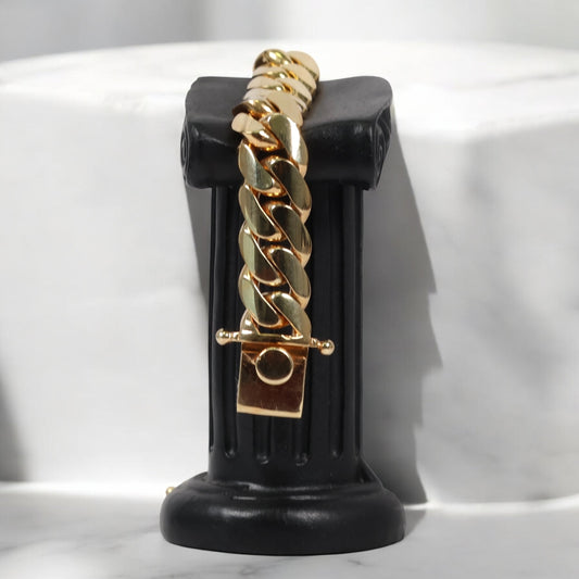 10K YG Cuban Links Bracelet / 101.07gr / 14mm / 8in /