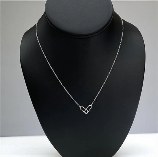 14K White Gold Diamond Heart Jewelry Set 0.03Ct / 1.7gr