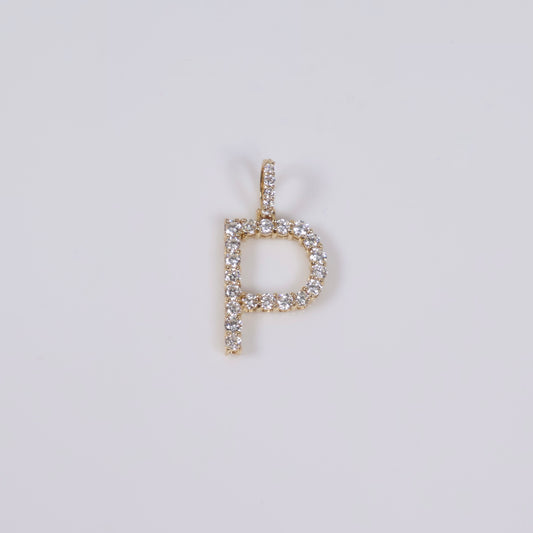 14K YG Lab Diamond Letter P Pendant / 1.12gr / 1in / 0.6 CTTW Lab VS / E-F