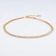 18K YG Tennis Bracelet / 4gr / 2mm / 9.5in Adjustable / White Zircons
