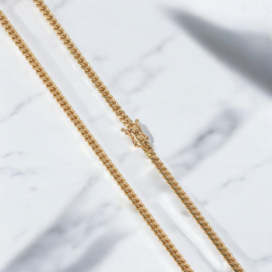 10K YG Micro Cuban Links Chain / 26gr / 4.1mm / 22in /