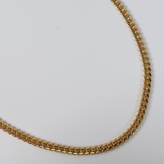 14K YG Micro Cuban Links Chain / 49.4gr / 5mm / 24in /