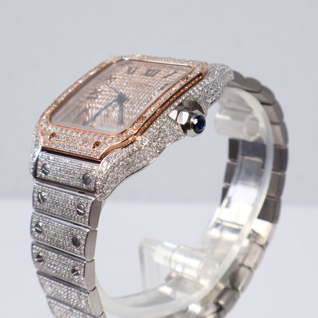 Cartier Santos Bustdown 2 Tone Rose Watch / 36mm /