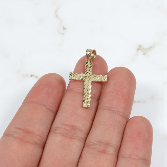 10K YG Nugget Cross Pendant / 1.5gr / 1.2in /
