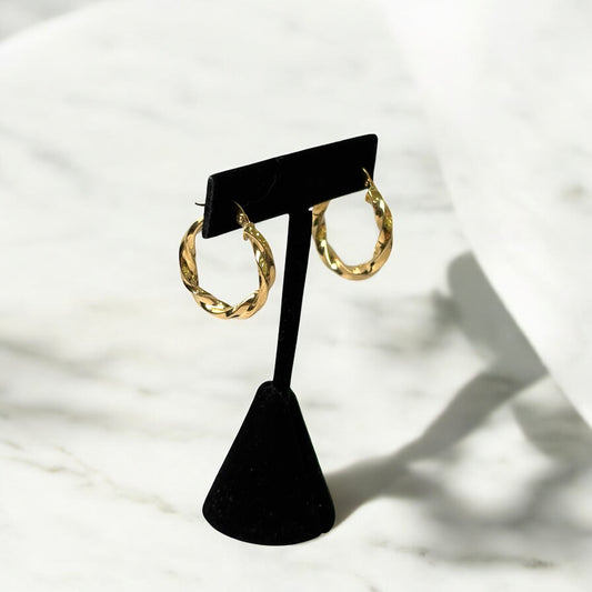 18K Yellow Gold Luxury Hoop Earrings / 2.36gr