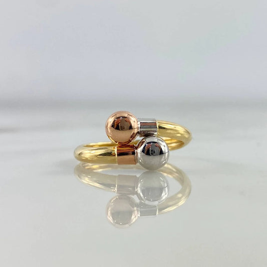 18K Three Colour Gold You & Me Ring / 1.6gr / Size 5.5