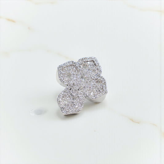 10K WG Reverse Diamond Cross Rings / 8.7gr / Sz 10 / D-2.15Ct