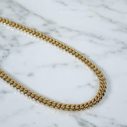 14K YG Cuban Links Chain / 125gr / 8mm / 24in /