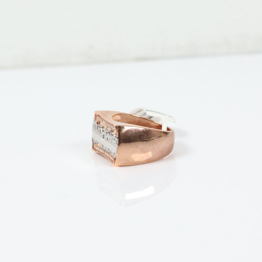 10K Rose-White Gold Diamond Last Supper Ring 0.29Ct Dia / 8.8gr / Size 10