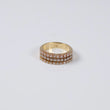 18K YG Diamond Luxury Three Lines Rings / 6gr / Sz 6.5 / Ct Dia