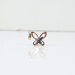 14K 2 Tone Double Butterfly Pendant / 1.3gr / 0.8in / White Zircons