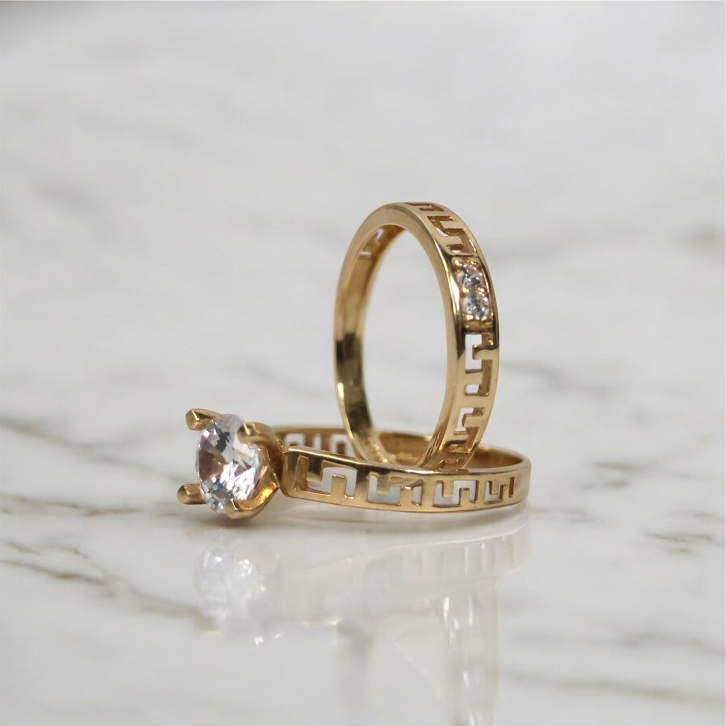 14K YG Round Set Engagement Ring / 4Gr / Sz 7 1/2