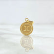 18K Yellow Gold Letter I Mate Pendant Bordered Circle / 0.56gr / 0.3in