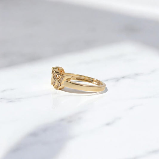 10K YG Diamond Butterfly - Letter U Rings / 2.28gr / Sz 7.5 / 0.1Wt Dia