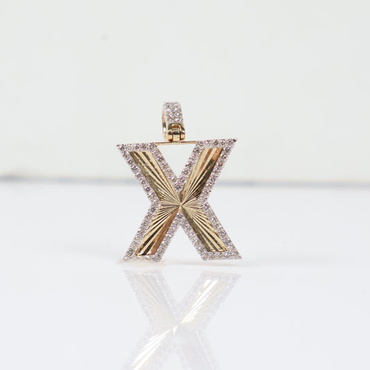 10K YG Diamond Letter X Pendant / 2.71gr / 0.8in / D-0.60Ct
