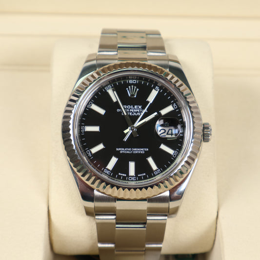 Rolex Datejust Black Index Oyster Band 116334 Naked Watch / 41mm /