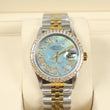 Rolex Datejust MOP Cyan Dia Dial Roman Numbers - Diamond Bezel Ref 16013 Watch / 36mm /