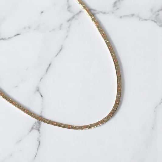14K 3 Tone Mariner Chain / 4.2gr / 2.5mm / 18in /