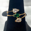18K Yellow Gold Double Line Luxury Ring With Zircons / 3gr / Size 7.5