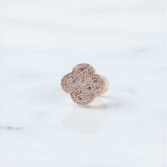 10K RG Reverse Diamond Clover Rings / 6.6gr / Sz 7 / D-1.25Ct