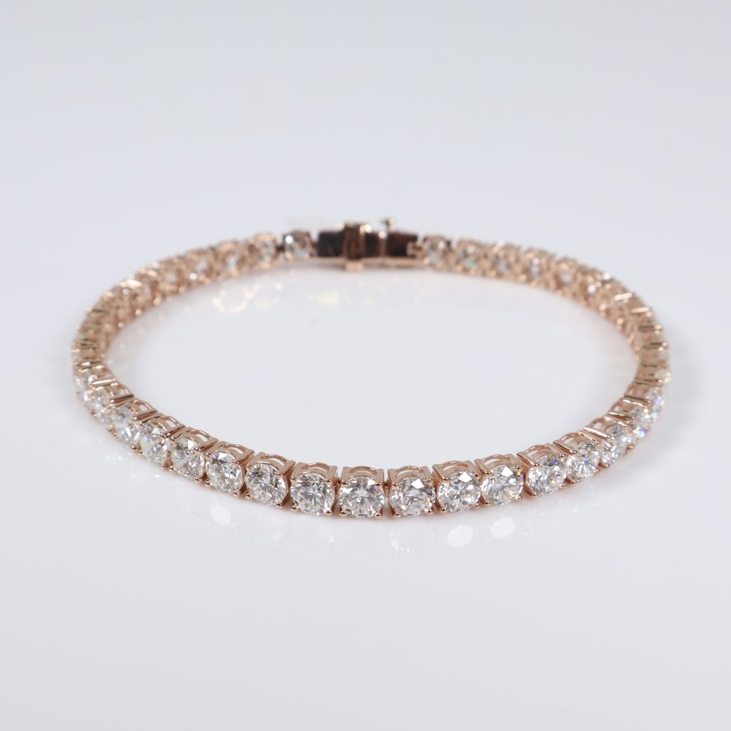 14K RG Lab Diamond Tennis Bracelet / 10gr / 4mm / 8in / 11.62Ct Lab / VS / F